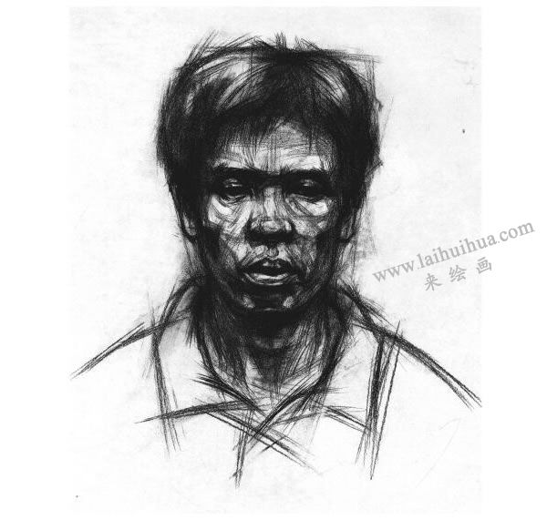 男中年头像结构素描画法步骤图示05