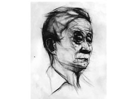 老年人头像结构素描画法