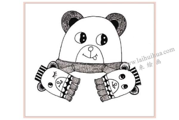 三只熊装饰画作画步骤图示03