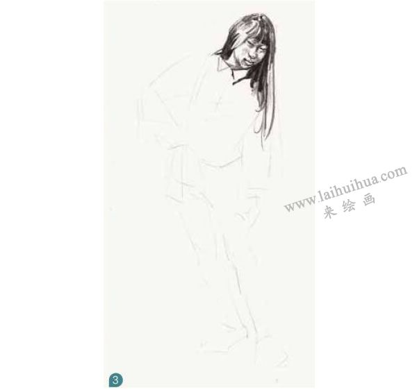 女生站姿速写步骤图示03