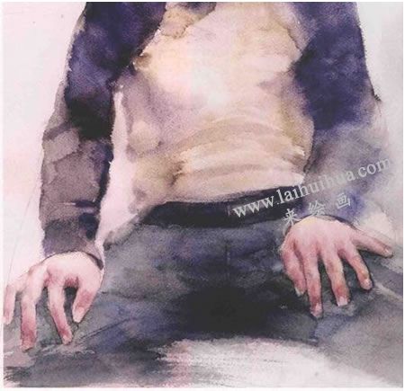 男青年半身像水彩画法步骤图示06