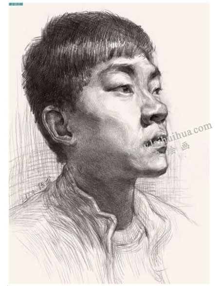 男青年头像结构素描画法步骤图示04