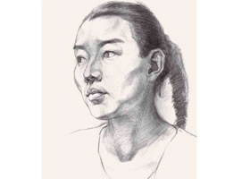 女青年头像结构素描画法