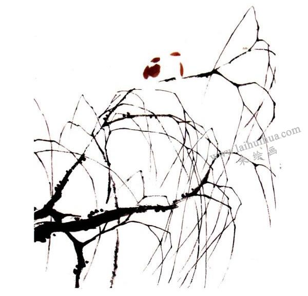 李同安《柳趣图》小写意画法步骤图示02