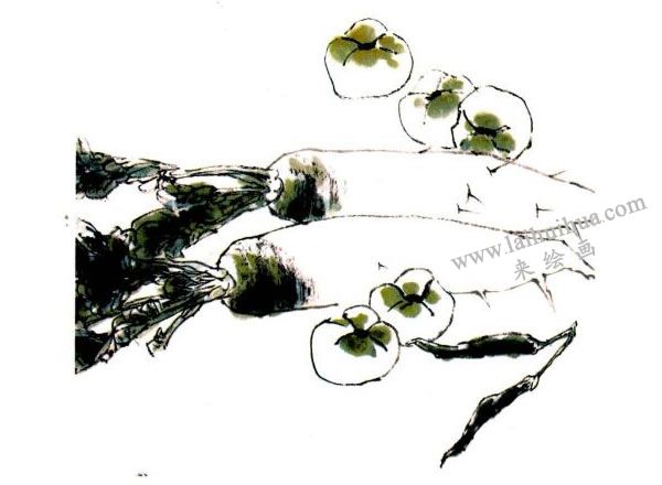 李同安《蔬果》小写意画法步骤图示03
