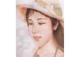 女青年头像水彩画法