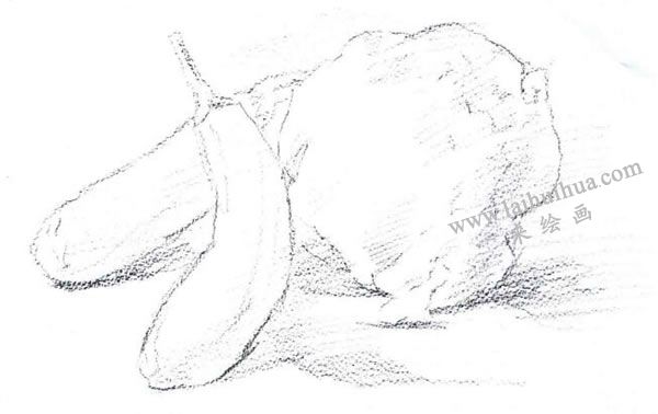 菜花与茄子水彩画法步骤图示01