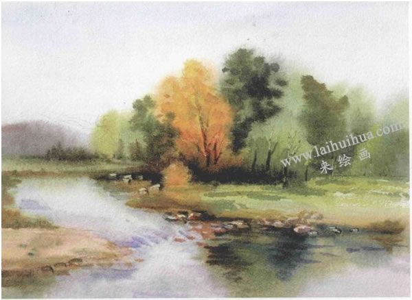 树丛水彩画法步骤图示04