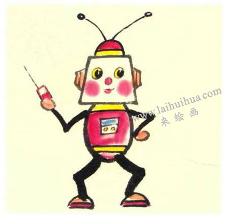 机器人儿童水墨画法步骤图示04
