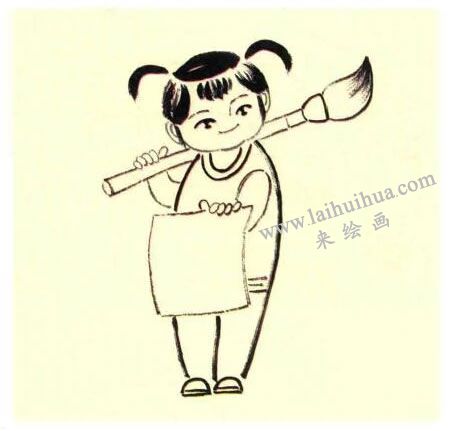 小画家儿童水墨画法步骤图示03