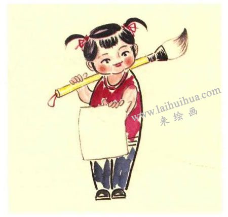 小画家儿童水墨画法步骤图示04