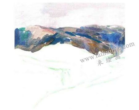 《黄土高原》水粉作画步骤图示01