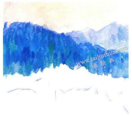 《茂密的山林》水粉画法步骤图示03