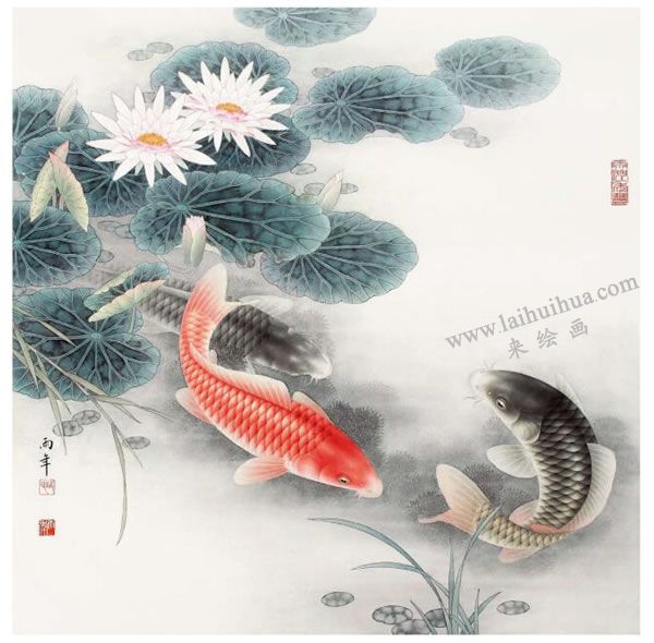工笔画《连年有余》画法步骤图示04