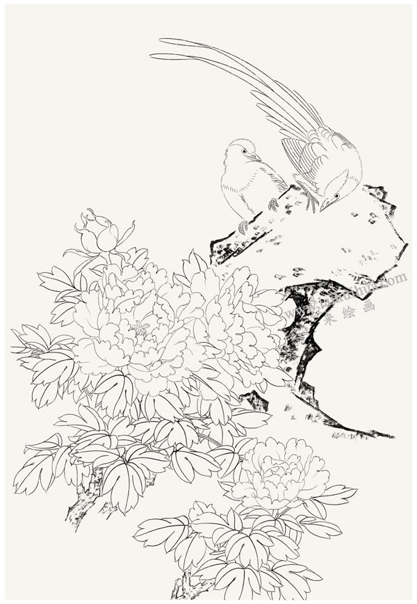 工笔画《福寿双全》画法步骤图示01
