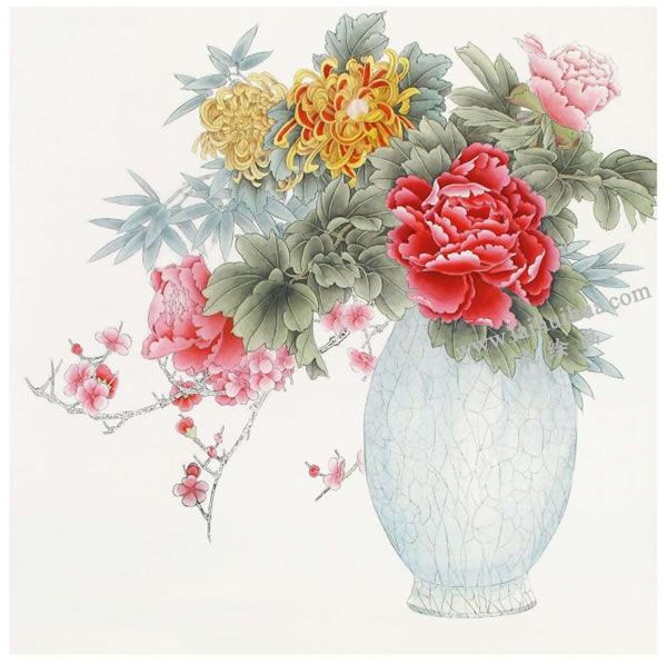 工笔画《四季平安》画法步骤图示03