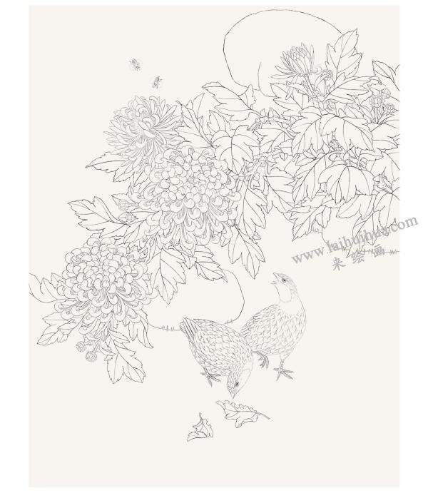 工笔画《安居乐业》画法步骤图示01