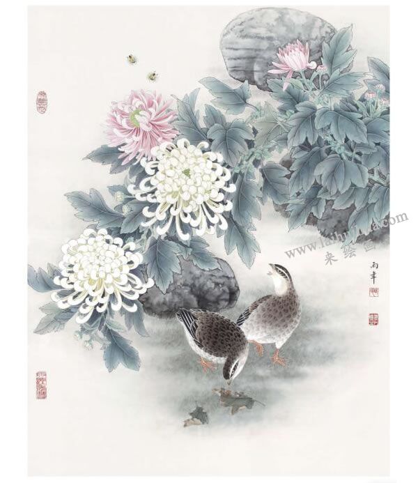 工笔画《安居乐业》画法步骤图示04