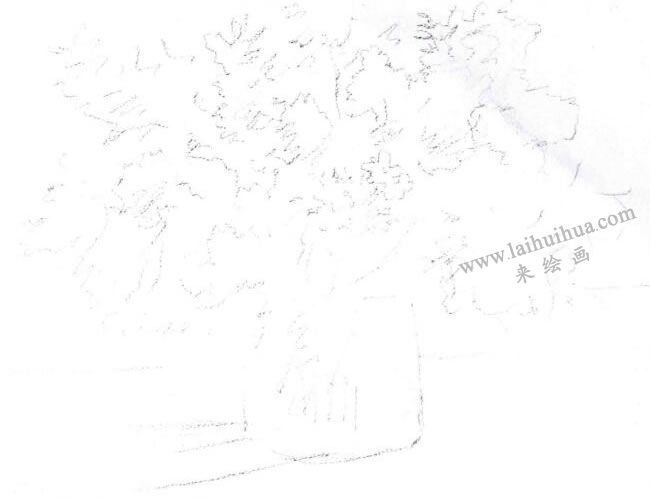紫丁香水彩画法步骤图示01