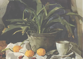 君子兰水粉画作品赏析