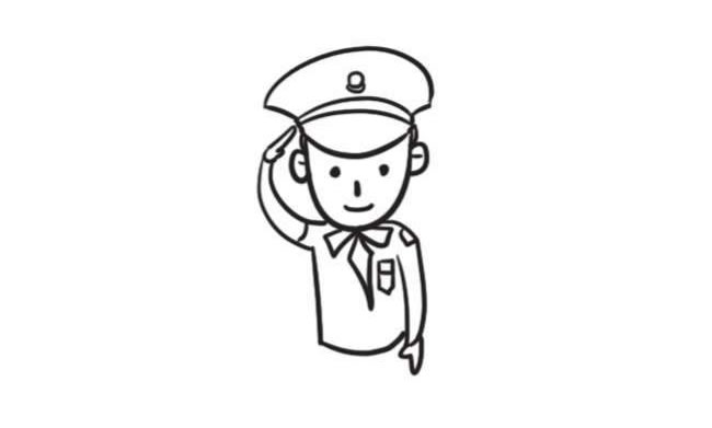 警察简笔画创作步骤图示03