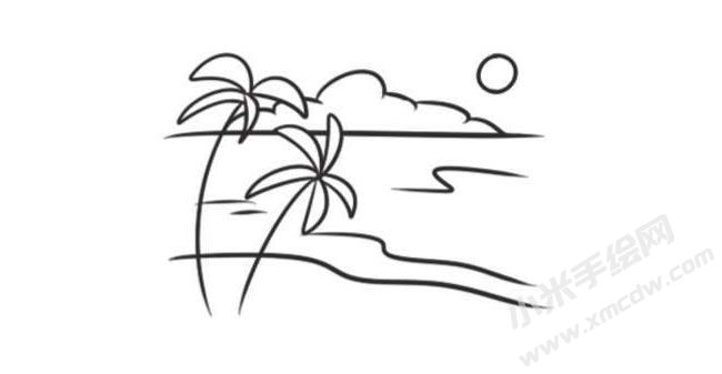 海滩简笔画创作步骤图示04