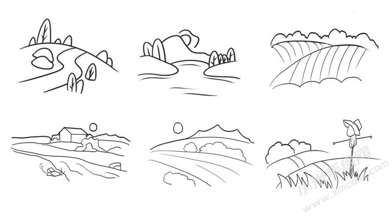 河流简笔画集合