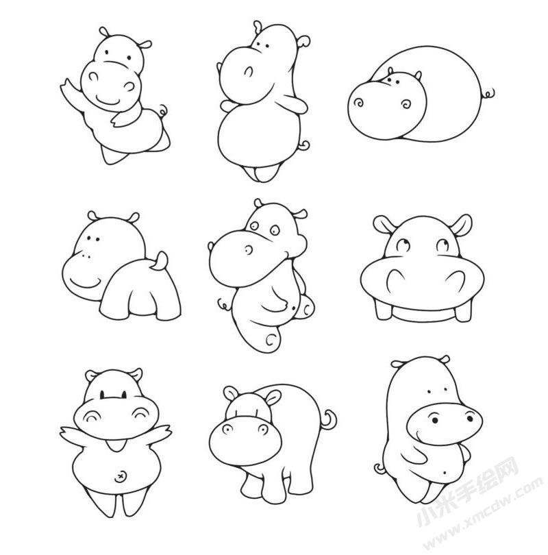 河马简笔画图片