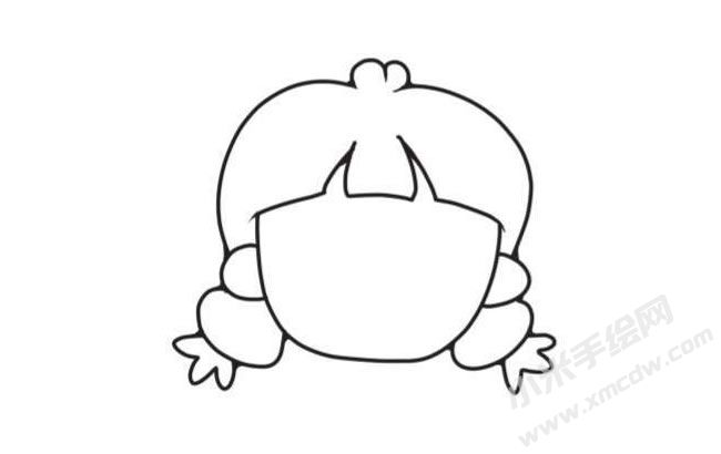 小女孩可爱表情简笔画创作步骤图示02