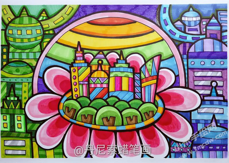 蜡笔画未来城市科幻作品.jpg