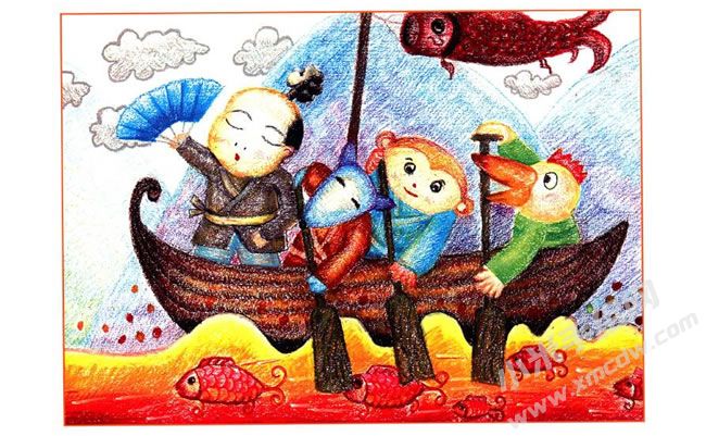 桃太郎油画棒创作步骤04.jpg