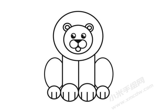 用图形分步绘制狮子简笔画图示05.jpg
