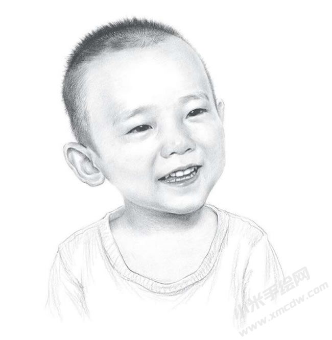 快乐的小男孩素描画作品.jpg
