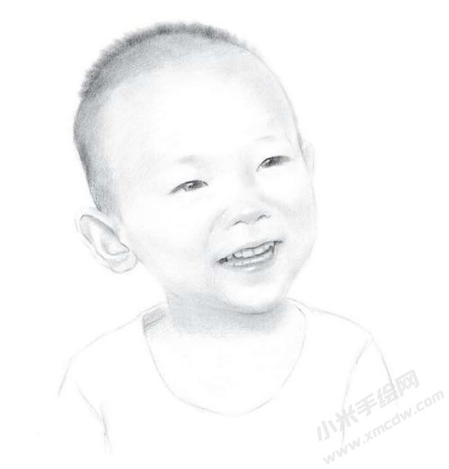 快乐的小男孩素描画法步骤图示04.jpg
