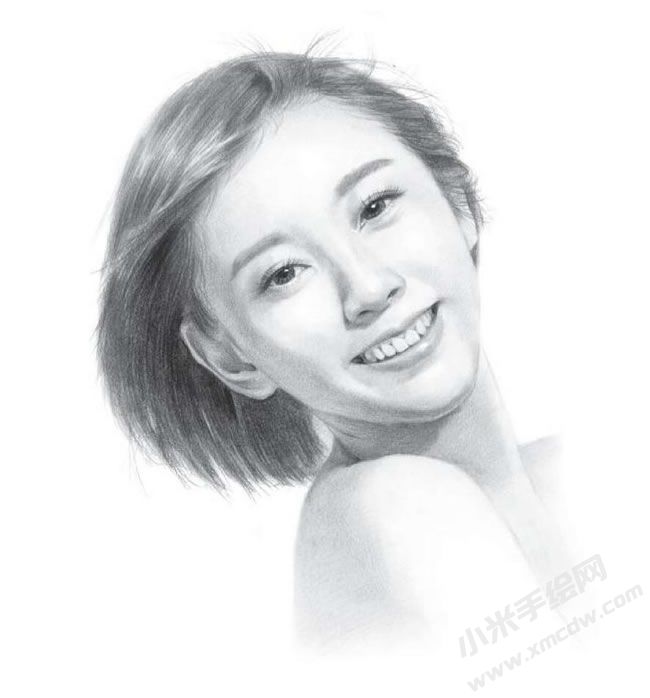 短发清纯女生素描画作品欣赏.jpg
