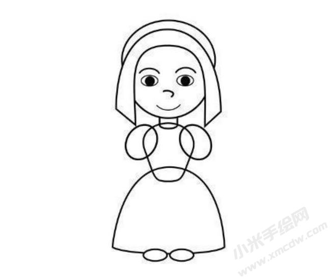 朝圣女孩简笔画分步绘制图示03.jpg