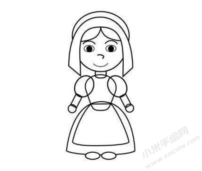朝圣女孩简笔画分步绘制图示04.jpg