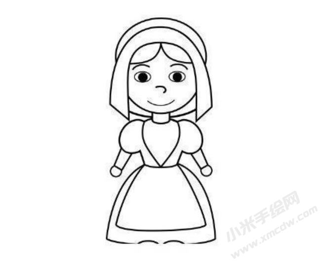 朝圣女孩简笔画分步绘制图示05.jpg