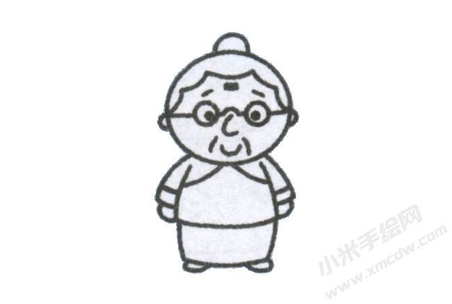 简笔画奶奶画法步骤图示05.jpg