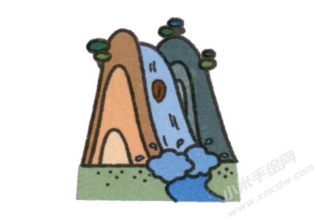 简笔画瀑布画法步骤图示06.jpg