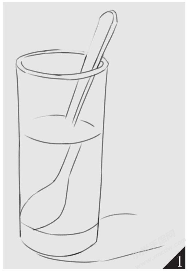 玻璃水杯素描画法步骤图示01.jpg