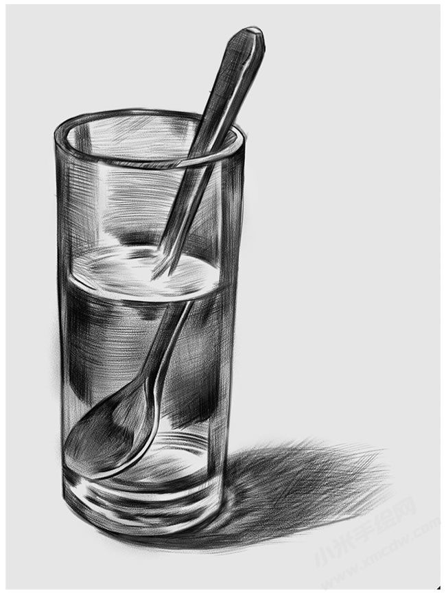 玻璃水杯素描画法步骤图示04.jpg