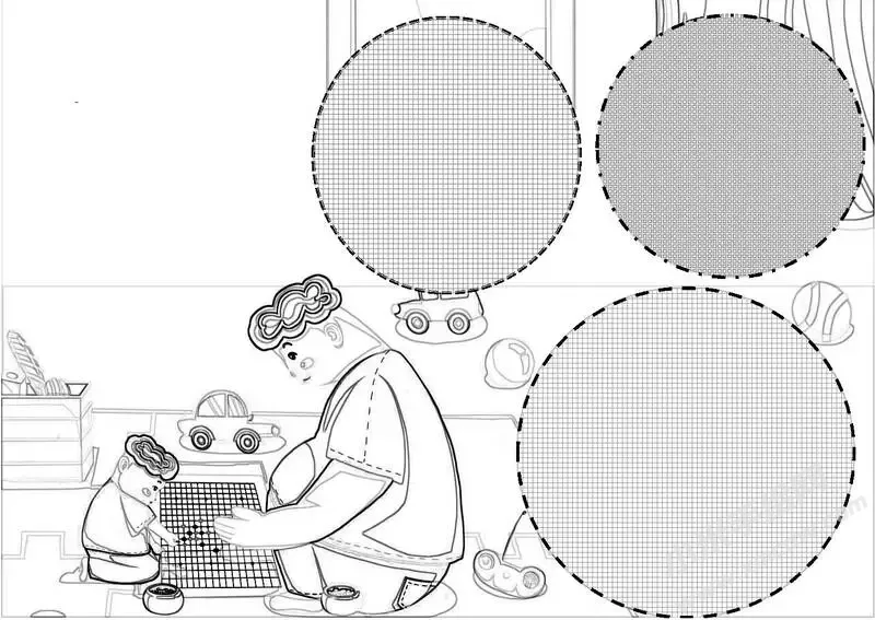 围棋手抄报黑白线稿.webp