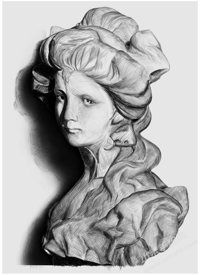 西洋少女胸像素描图片.jpg