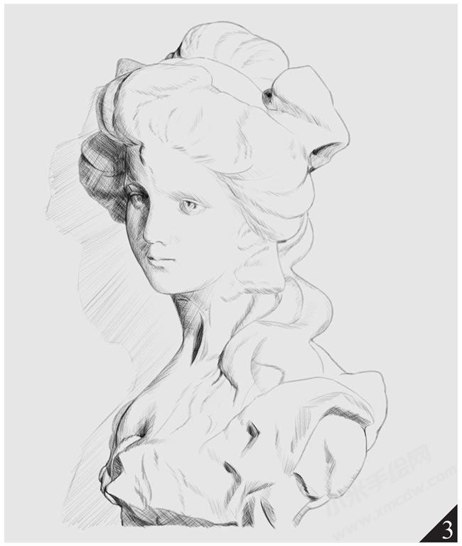 西洋少女胸像的素描画法步骤图示03.jpg