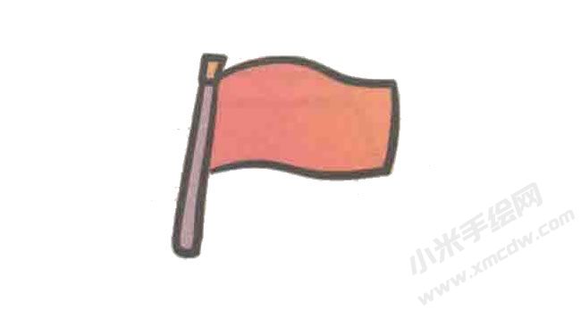 小红旗简笔画绘制步骤图示03.jpg