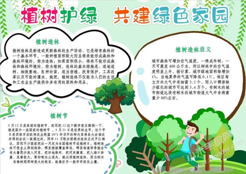 植树护绿共建绿色家园手抄报模板有字版.jpg