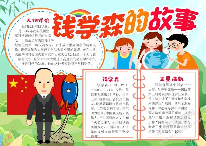 钱学森的故事手抄报模板有字版.jpg