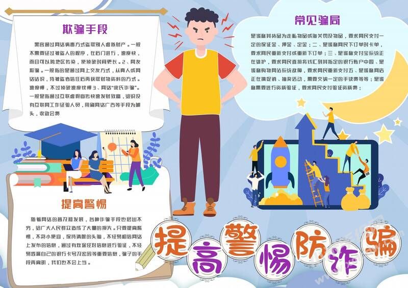 提高警惕防诈骗手抄报模板有字版.jpg