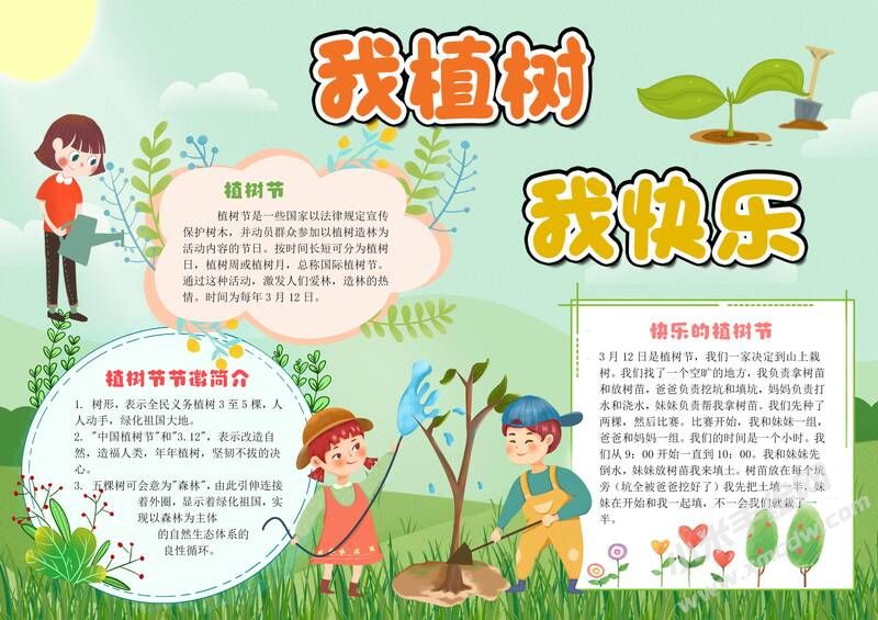 我植树我快乐手抄报模板有字版（第二版）.jpg